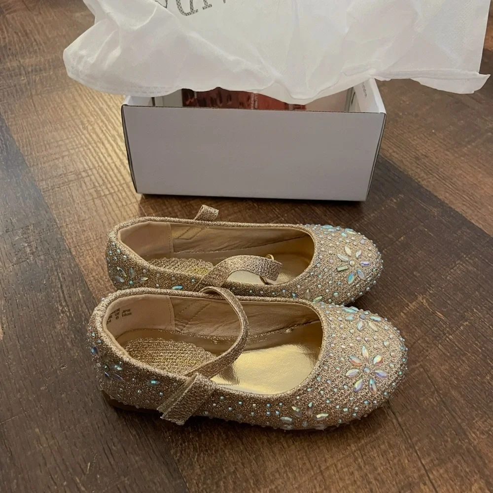 Dream Pairs Kids Gold Sparkle Dress Shoes
